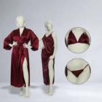 burgundy silk satin 4 piece lingerie & nightwear set
