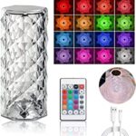 Rose diamond crystal table lamp with RGB touch sensor and remote control