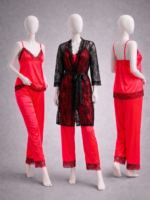 elegant 3 piece women's nightwear set