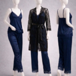 elegant 3 piece women's nightwear set